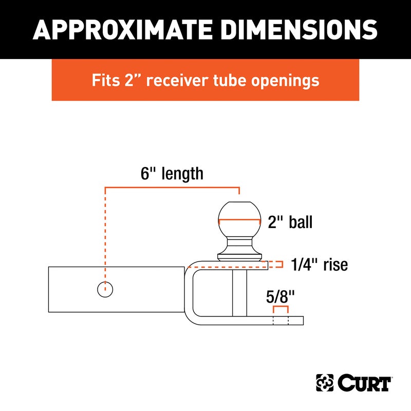 CURT 45009 3-in-1 ATV Trailer Hitch Mount, 2-Inch Ball, Clevis Pin, 5/8-Inch Hole, Fits 2-Inch Receiver - Image 2